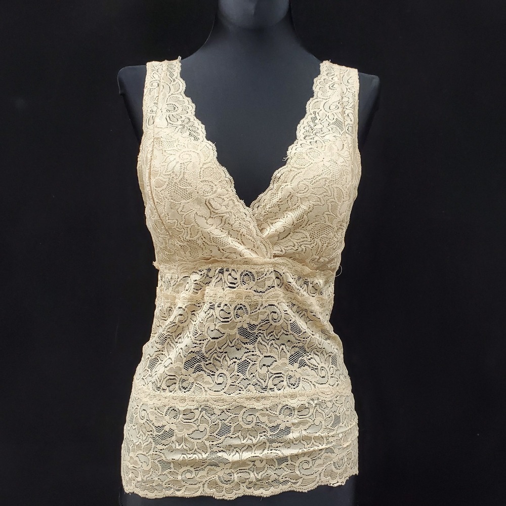 Wild Cut Vtg Y2K 90s Lace Babydoll Top Size XS Cream Sheer Whimsigoth Fitted